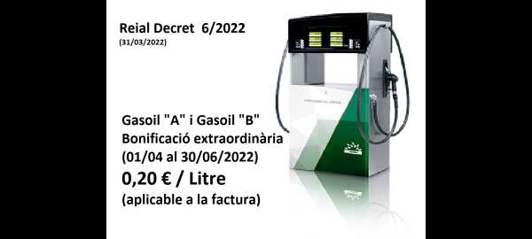 Bonificació extraordinària i temporal al GASOIL