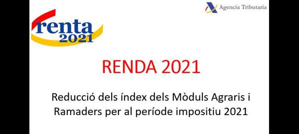 Reducció mòduls IRPF - RENDA 2021